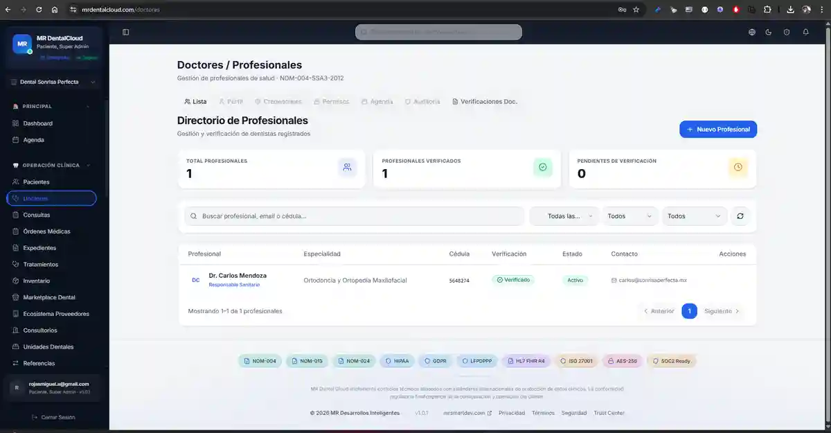 Directorio de doctores con especialidades y disponibilidad